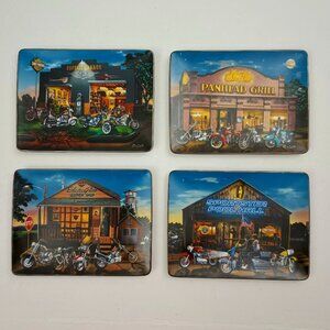 Harley Davidson Franklin Mint Plates By Paul Costello, Set 4 Fine Porcelain